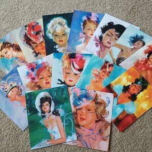 Vintage PostCards 14 pcs Beautiful Girls Vintage French Pin Up style, ladies